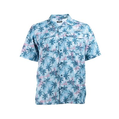 Habit Men's Short Sleeve 50+ UPF Camp Fishing Shirt:- M, Lagoon Leaves Blue