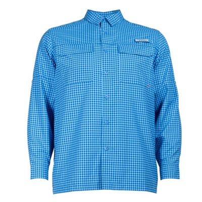 Habit Men's UPF 40+ UV Protection Long-Sleeve Fishing Shirt:- Brookside Check Navy, S