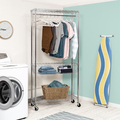 2-Tiers Over Washer Dryer Storage Shelf Telescopic Laundry