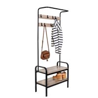 Honey-Can-Do Steel Entryway Hall Tree with Bench, Willow Gray