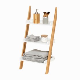 Honey-Can-Do Natural and White 3-Tier Ladder Shelf