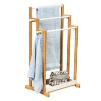 Honey-Can-Do Natural and White 3-Tier Towel Rack with Shelf
