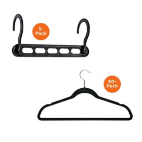 Black Plastic Hangers 60 Pack, Clothes Hangers Space Saving, Heavy