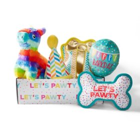 Let's Pawty Birthday Box Dog Toy Bundle, 5-Piece Set (White)