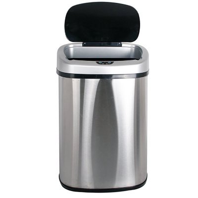 IRONWALLS Commercial Trash Can with Lid, Black Outdoor Garbage Can