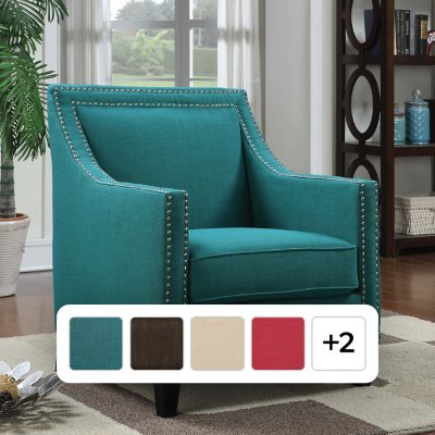 Photos - Storage Combination Emery Upholstered Chair with Silver Nailhead Trim - Teal UER082100CA