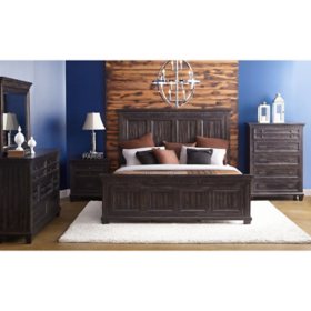 Society Den Steele Panel Bed in Dark Brown, Assorted Sizes