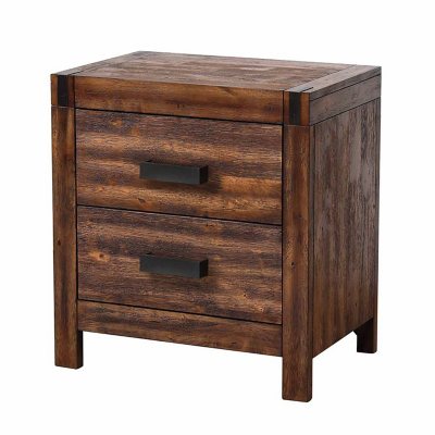 Wren 2-Drawer Rubberwood Nightstand with Espresso Drawer Pulls ...