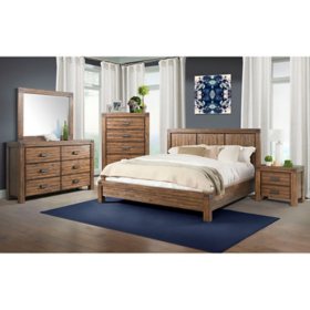 Society Den Joel Queen Panel Bed, Brown