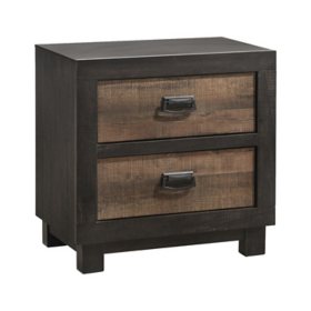 Harrison 2-Drawer MDF and Particle Board Nightstand, Walnut