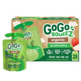 GoGo SqueeZ Organic Apple Apple, 3.2 oz., 28 ct.