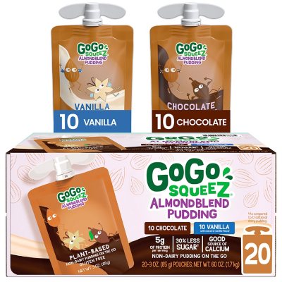GoGo SqueeZ Almond Blend Pudding, Chocolate and Vanilla (20 ct