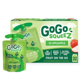 GoGo SqueeZ Applesauce Pouches, Apple Apple, 3.2oz., 32ct.
