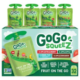 GoGo SqueeZ Applesauce, Apple/Cinnamon/Strawberry/GIMME Five (3.2 oz., 32 ct.)