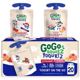 GoGo SqueeZ YogurtZ, Strawberry and Peach 20 ct.