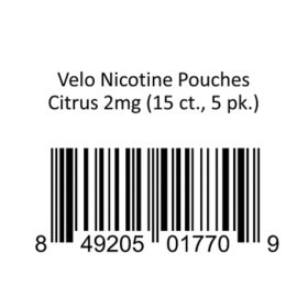 Velo Oral Tobacco Nicotine Pouches, Citrus, 2mg, 15 ct., 5 pk.