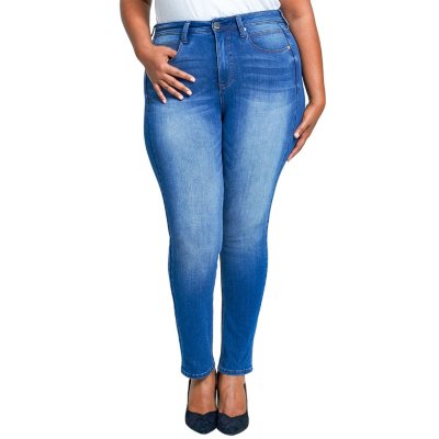 Seven7 Women's Tummyless Skinny Mid-Rise Stretch Plus Size Jean