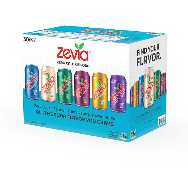 Zevia Zero Calorie Soda Variety Pack 12 fl. oz., 30 pk.