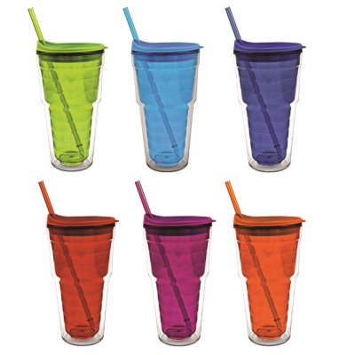 Reusable Plastic Cups with Straws & Lids -Casewin 6Pcs 24oz Bulk Straw  Tumblers Cold Drinking Iced Coffee Water Cup / Cute Colorful Travel Party  Cup for Kids Adults 