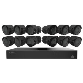Wisenet 16-Channel 4K Ultra HD DVR Surveillance System with 4TB HDD and 12 4K Indoor/Outdoor Cameras
