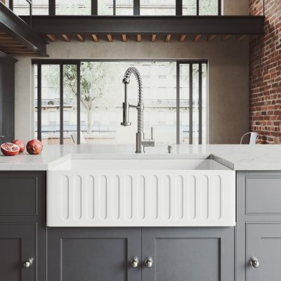 Vigo 33 Matte Stone Farmhouse Kitchen Sink