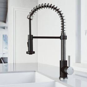 VIGO Edison Pull-Down Spray Kitchen Faucet (Stainless Steel/Matte Black)