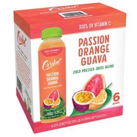 Caribe Cold Pressed Passion Orange Guava Juice Blend 12 oz., 6 pk.