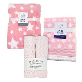 7-Piece Baby Blanket, Swaddler & Receiving Blanket Bundle (Choose Color)