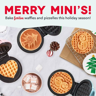 Dash Holiday Mini Waffle Makers Set of 4 (Heart, Snowman, Christmas Tree  and Pizzelle)