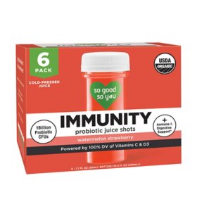 So Good So You Immunity Probiotic Watermelon Strawberry Juice Shots, 1.7 fl. oz., 6 pk.