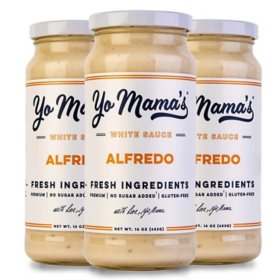 Yo Mama's Low-Carb No Sugar Added Alfredo Sauce, 16 oz., 3 pk.