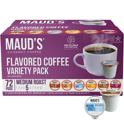 Maud's Gourmet 100% Arabica Flavored Coffee, Variety Pack (72 ct.)