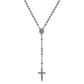 Italian Sterling Silver Black Rhodium Rosary