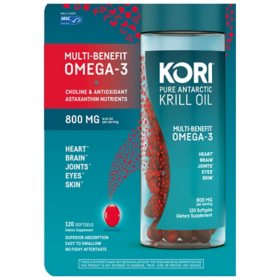 Kori Pure Antarctic Krill Oil Multi-Benefit Omega-3 800 mg. Softgels 120 ct.