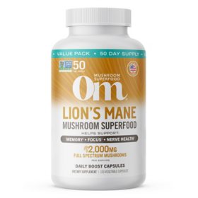 Om Mushroom Superfood Lion's Mane Supplement Capsules (150 ct.)