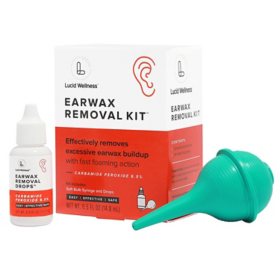 Lucid Ear Wax Removal Kit with 6.5% Carbamide Peroxide Drops 0.5 oz.