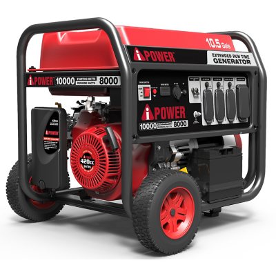 Portable Generator with Electric Start, 10,000 Watt Starting & 8,000 Watt Running Power, Large Fuel Tank for Extended Run - Sam's