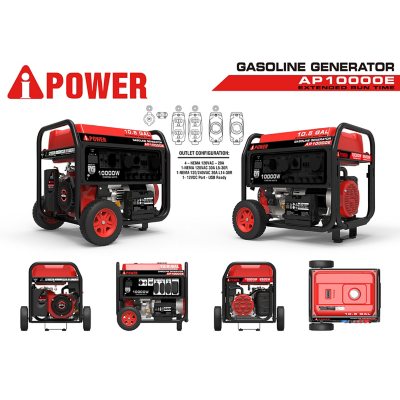 A-iPower Portable Generator with Electric Start, 10,000 Watt Starting Power  & 8,000 Watt Running Power, Large Fuel Tank for Extended Run Time - Sam's  Club