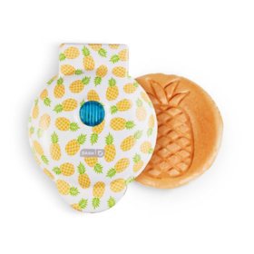Dash Nonstick Mini Waffle Maker, White Pineapple Print