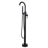 Lanbo Freestanding Tub Faucet with Waterfall Shower Head, Black