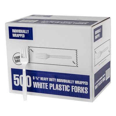 Individually Wrapped Plastic Forks, White (500 ct.) Sam's Club