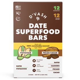D'Vash Organics Superfood Energy Bars, Variety Pack (24 ct.)