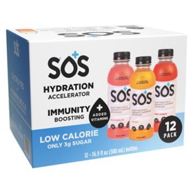 SOS Hydration Fruit Punch, Mango and Watermelon Variety Pack (16.9 fl. oz., 12 pk.)