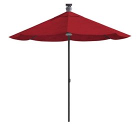 aboveHeight Series 9' Smart Market Umbrella with Remote, Wind Sensor and Solar Panel - Spectrum Cherry