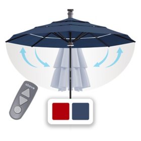 above Height Series 11' Smart Market Umbrella with Remote, Wind Sensor and Solar Panel, Assorted Colors