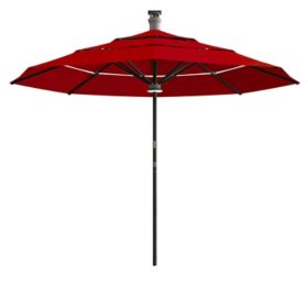 above Height Series 11' Smart Market Umbrella with Remote, Wind Sensor and Solar Panel - Spectrum Cherry
