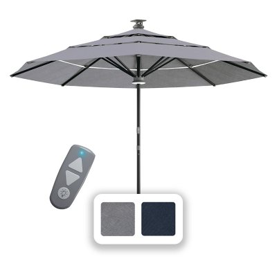Above Height 2 Series 11' Smart Umbrella with Remote and Wind Sensor:- Durata Pewter