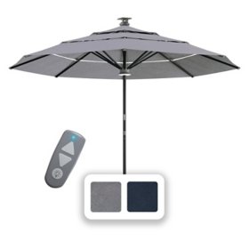 Above Height Series 11' Smart Market Umbrella with Remote, Wind Sensor, Solar Panel and LED Lighting, Choose Color