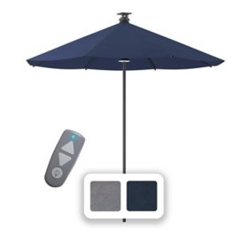 Above Height Series 9' Smart Market Umbrella with Remote, Wind Sensor, Solar Panel and LED Lighting, Assorted Colors