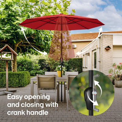 Above 10' Patio Market Umbrella with Solar LED Lights